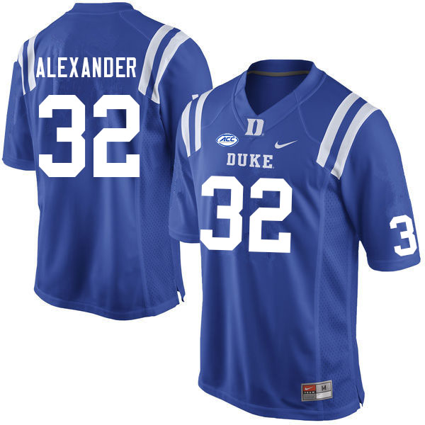 Men #32 Jalen Alexander Duke Blue Devils College Football Jerseys Sale-Blue